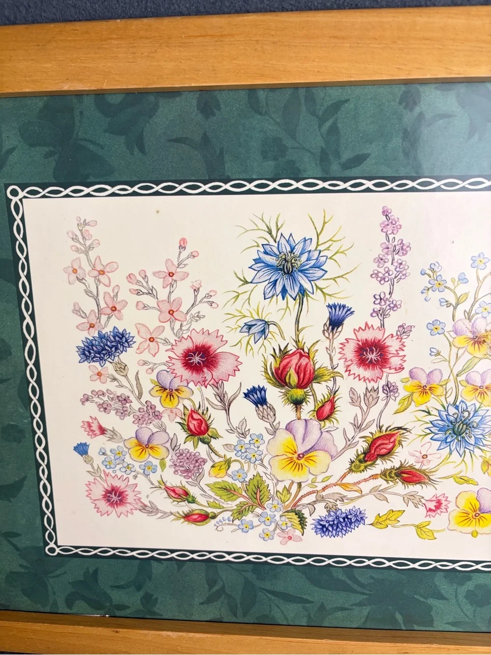 Vintage Aynsley Wild Tudor Floral Serving Tray Framed Placemat Cottagecore Decor